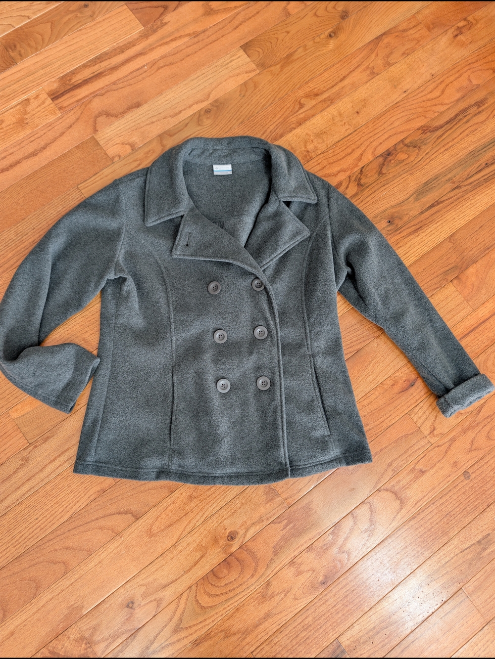 ​Columbia Benton Springs Fleece Double Breasted Pea Coat Jacket Charcoal Gray XL